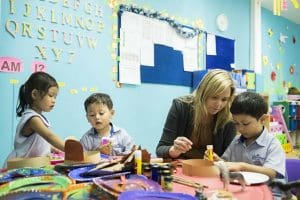 children in a kindergarten classroom 